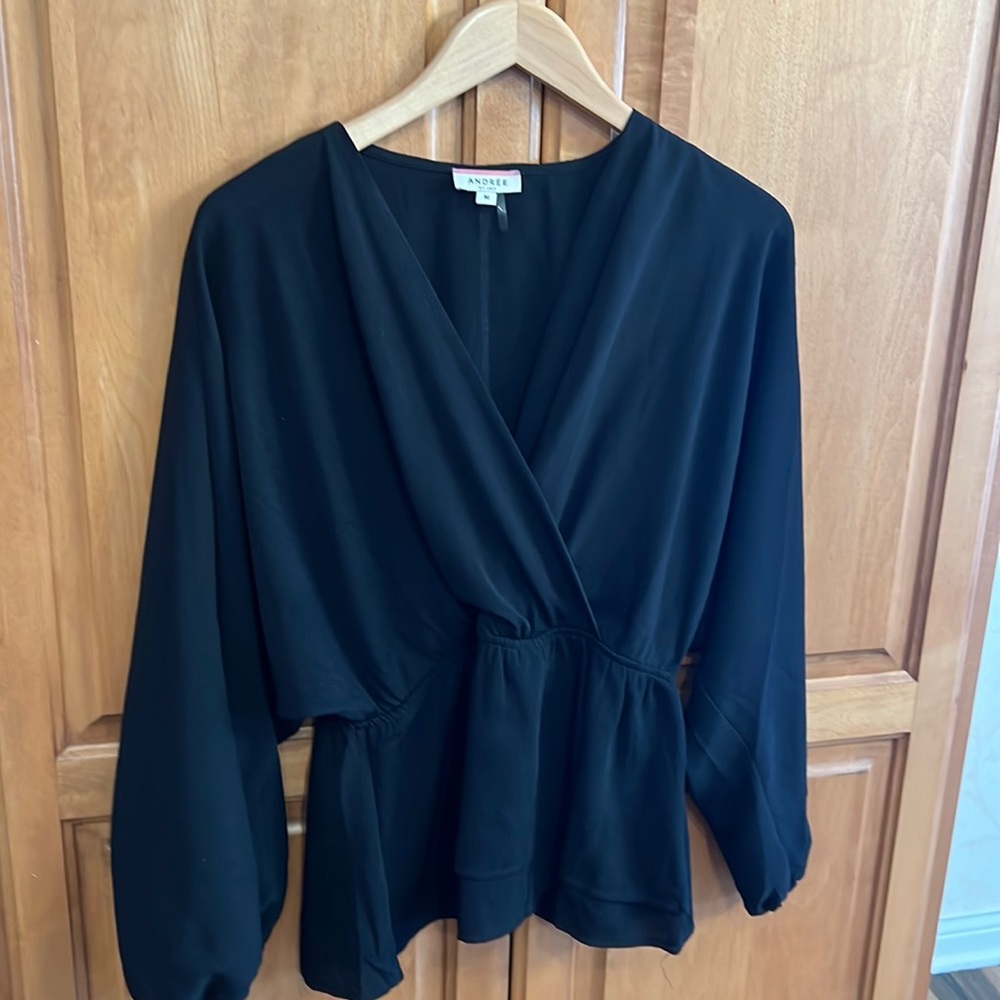 Black v-neck blouse